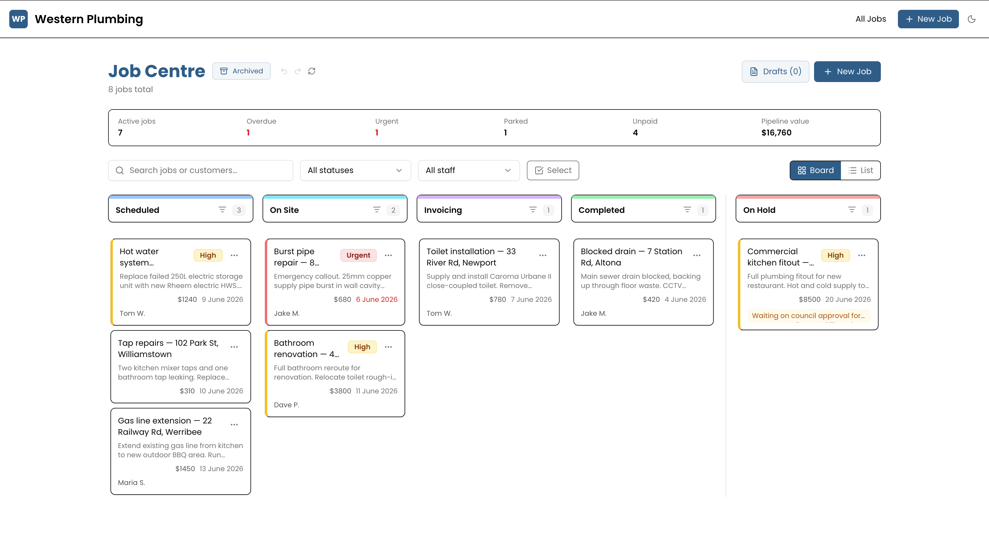 Job management portal